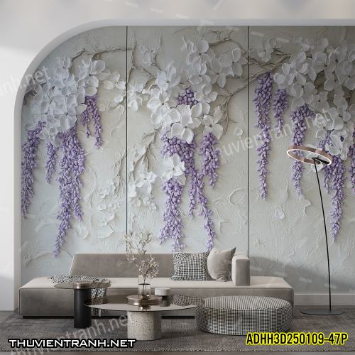 Tranh dán tường Hoa 3D- ADHH3D250109--47P - Tranh tường chất lượng cao